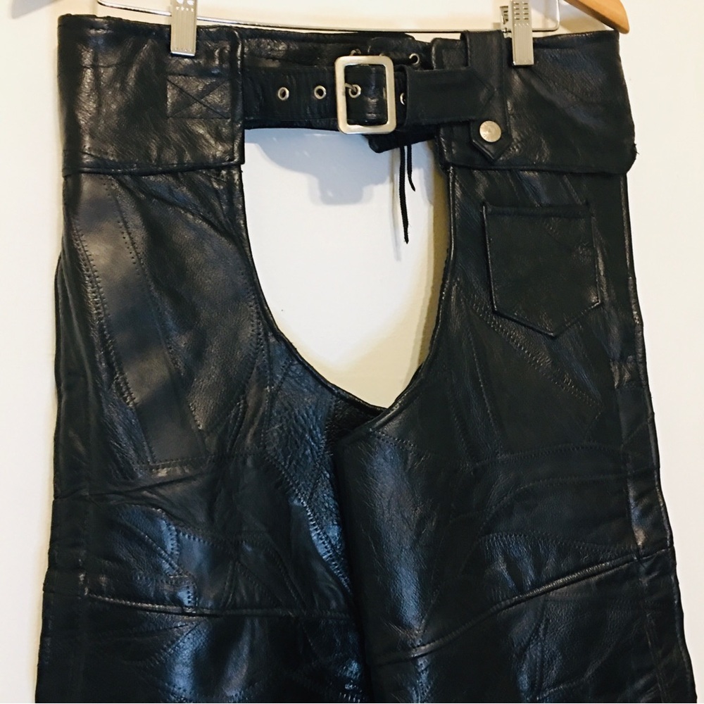 DIAMOND PLATE Motorcycle Buffalo Leather Riding Chaps SIZE Medium
